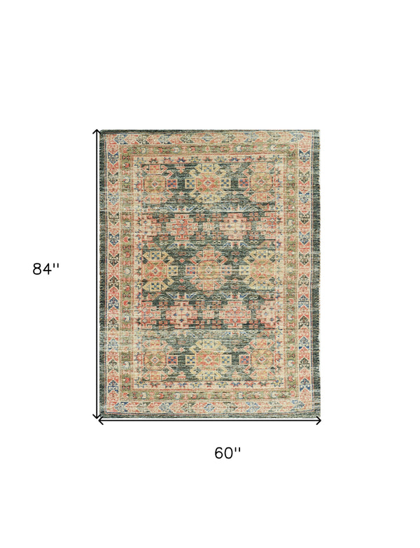Homeroots 5' X 7' Charcoal Southwestern Hand Woven Distressed Area Rug  Jute 352367