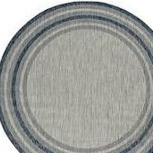 HomeRoots 8' Coastal Style Blue and Gray Striped Area Rug for Indoor and Outdoor Spaces, Easy to Clean 8' Round 352370