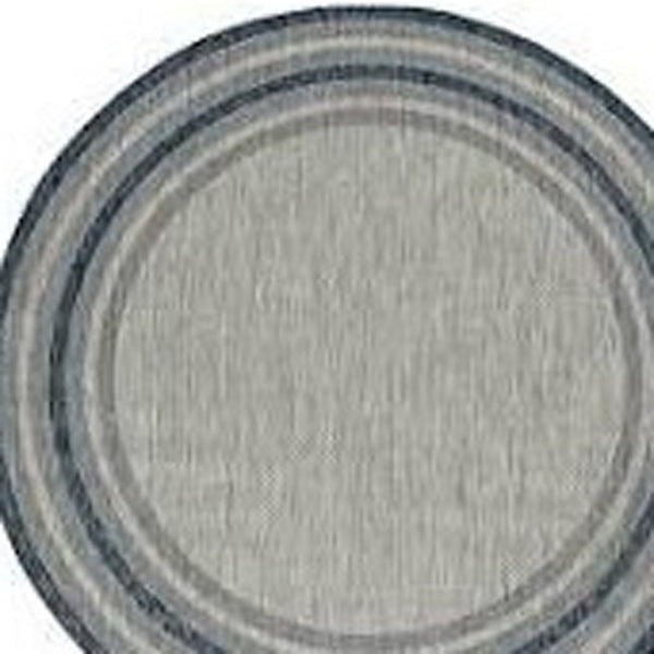 HomeRoots 8' Coastal Style Blue and Gray Striped Area Rug for Indoor and Outdoor Spaces, Easy to Clean 8' Round 352370