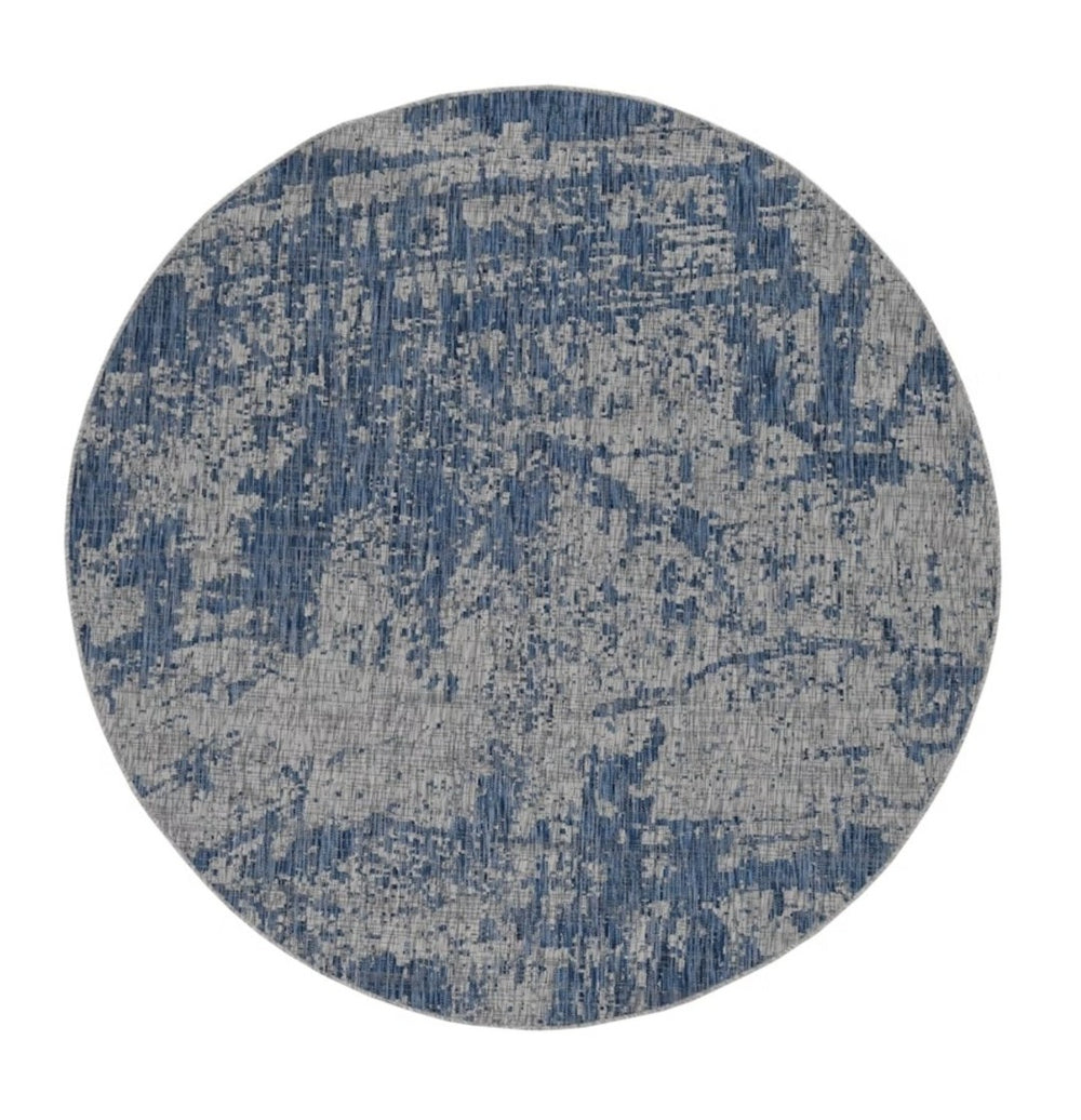 HomeRoots 8' Gray Abstract Round Rug – Contemporary Durable Design for Living Rooms, Bedrooms, and Dining Areas 8" Round 352371