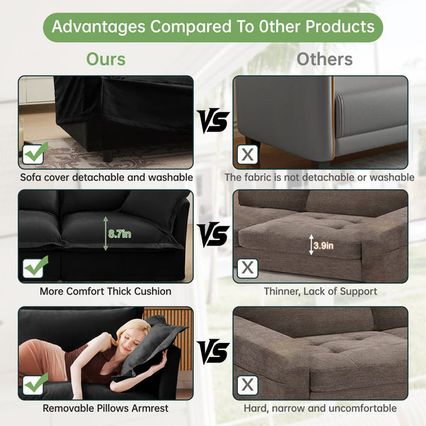 English Elm Modern Slipcovered 2-Seat Sofa For Small Spaces - Comfy Chenille Upholstered Couch With Easy Care Cover W3041S00109