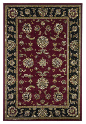 Homeroots 5' X 8' Red Black Machine Woven Floral Traditional Indoor Area Rug  Polypropylene 352407