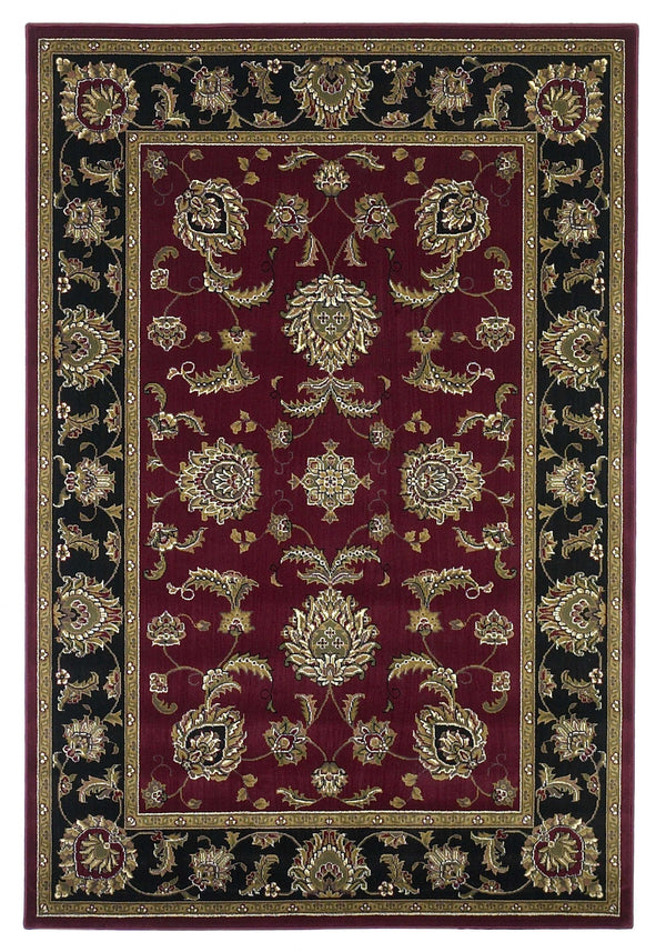 Homeroots 5' X 8' Red Black Machine Woven Floral Traditional Indoor Area Rug  Polypropylene 352407