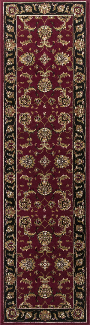 Homeroots 5' X 8' Red Black Machine Woven Floral Traditional Indoor Area Rug  Polypropylene 352407