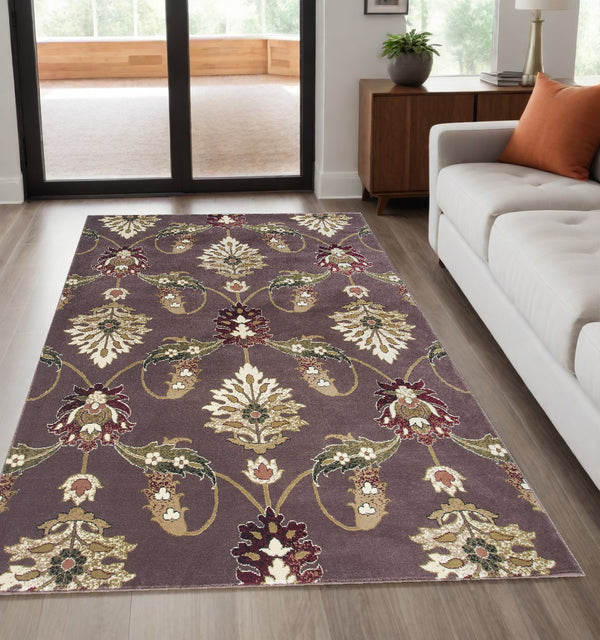 Homeroots 5' X 8' Purple Area Rug  Polypropylene 352412