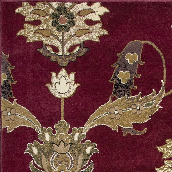 Homeroots 5' X 8' Red And Ivory Floral Area Rug  Polypropylene 352413