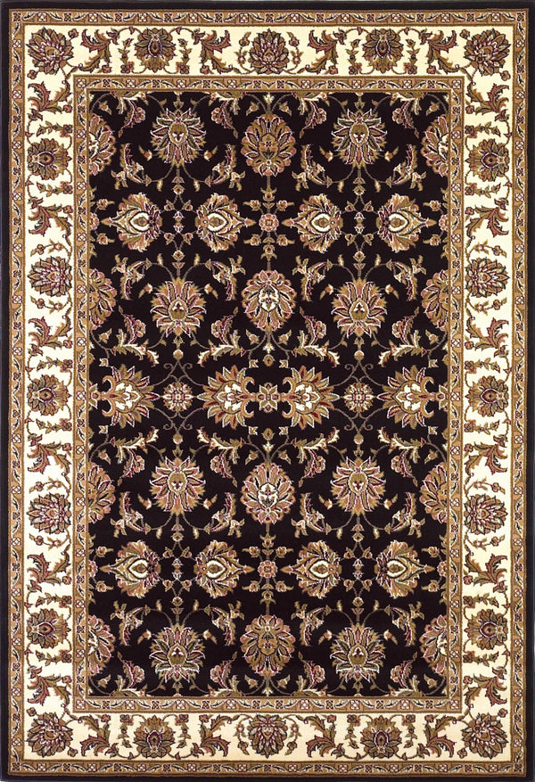 Homeroots 5' X 8' Black Or Ivory Floral Bordered Area Rug  Polypropylene 352421