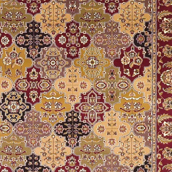 HomeRoots 5' Bold Moroccan Quatrefoil Area Rug in Red, Orange, and Black - Durable, Stylish, Easy Care for Any Space 5" x 8" 352423