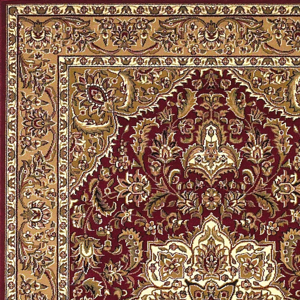 Homeroots 5' X 8' Red Beige Machine Woven Floral Medallion Indoor Area Rug  Polypropylene 352424