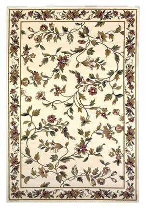 Homeroots 5' X 8' Ivory Floral Vine Bordered Area Rug  Polypropylene 352427