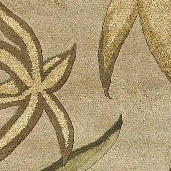 HomeRoots 5' Hand-Tufted Wool Area Rug with Botanical Leaves Design - Soft, Durable, and Timeless Home Accent 3' x 5' 352443