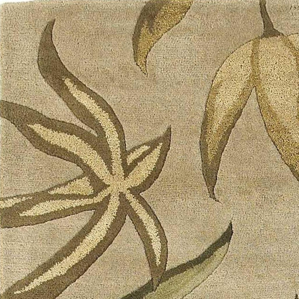 HomeRoots 5' Hand-Tufted Wool Area Rug with Botanical Leaves Design - Soft, Durable, and Timeless Home Accent 3' x 5' 352443