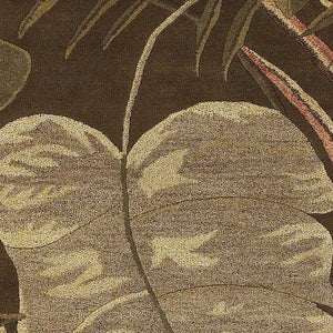 HomeRoots 5' Hand-Tufted Wool Area Rug with Brown and Beige Botanical Leaves – Artisanal Comfort for Every Room 3' X 5' 352444