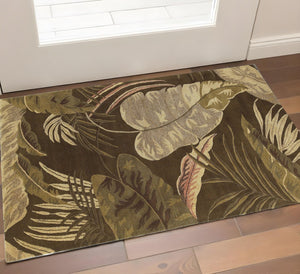 HomeRoots 5' Hand-Tufted Wool Area Rug with Brown and Beige Botanical Leaves – Artisanal Comfort for Every Room 3' X 5' 352444
