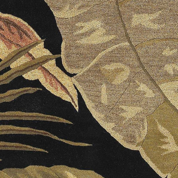 HomeRoots 5' Elegant Hand-Tufted Wool Area Rug with Botanical Leaves Design for Cozy Living Spaces and Style 3' X 5' 352445