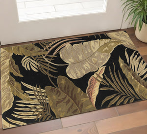 HomeRoots 5' Elegant Hand-Tufted Wool Area Rug with Botanical Leaves Design for Cozy Living Spaces and Style 3' X 5' 352445