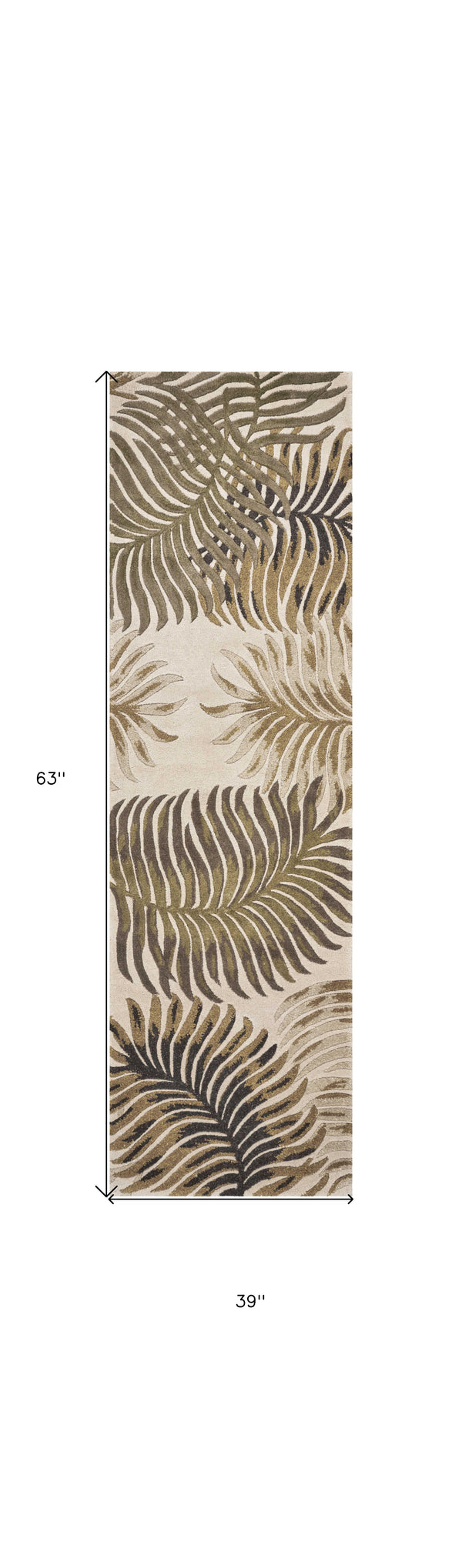 Homeroots 3' X 5' Natural Beige Hand Tufted Tropical Leaves Indoor Area Rug  Wool 352447