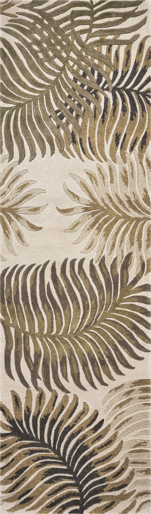 Homeroots 3' X 5' Natural Beige Hand Tufted Tropical Leaves Indoor Area Rug  Wool 352447