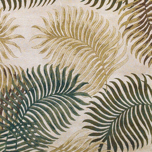 Homeroots 3' X 5' Natural Beige Hand Tufted Tropical Leaves Indoor Area Rug  Wool 352447