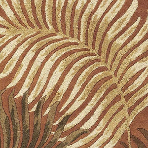 HomeRoots 5' Hand-Tufted Wool Area Rug with Rich Rust Orange & Green Leaf Motif for Botanical Elegance 3' X 5' 352448