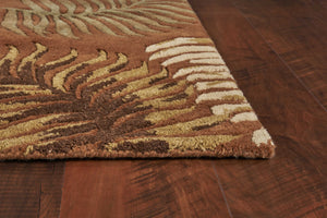 Homeroots 3' X 5' Rust Fern Leaves Wool Area Rug  Wool 352448