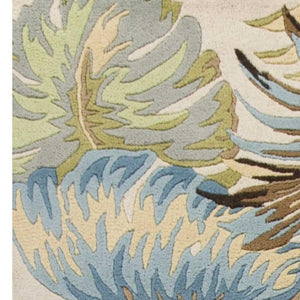 HomeRoots 5' Luxurious Hand-Tufted Wool Area Rug with Botanical Blue Leaves - Organic Elegance for Any Room 3' X 5' 352450