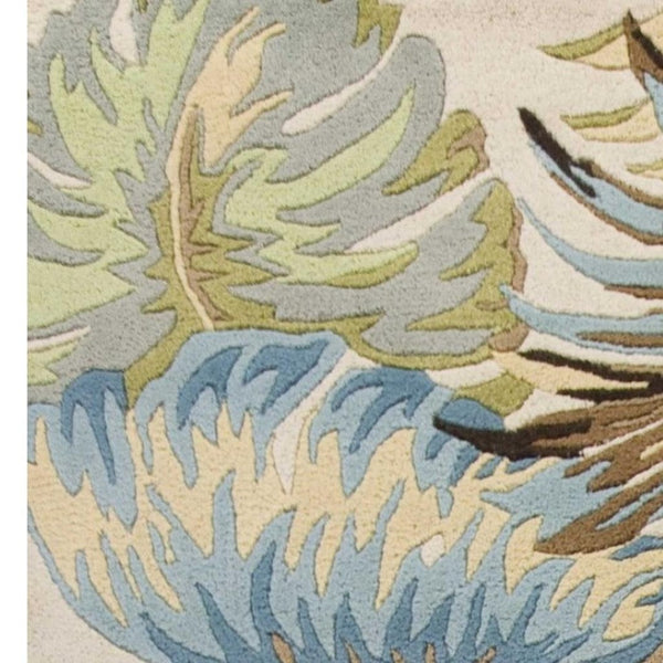 HomeRoots 5' Luxurious Hand-Tufted Wool Area Rug with Botanical Blue Leaves - Organic Elegance for Any Room 3' X 5' 352450