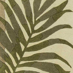 HomeRoots 5' Hand-Tufted Wool Area Rug with Elegant Ivory and Green Botanical Design for Cozy Interiors 3' X 5' 352452