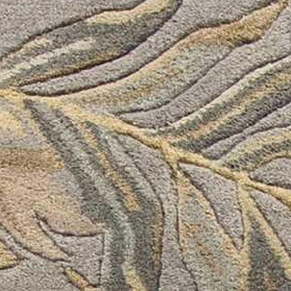 HomeRoots 5' Elegant Gray and Taupe Hand-Tufted Wool Area Rug with Botanical Leaves for Cozy Living Spaces 3' X 5' 352454