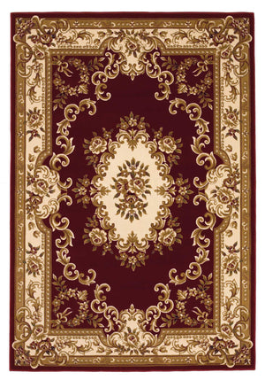 Homeroots 5' X 8' Red And Ivory Floral Bordered Area Rug  Polypropylene 352459