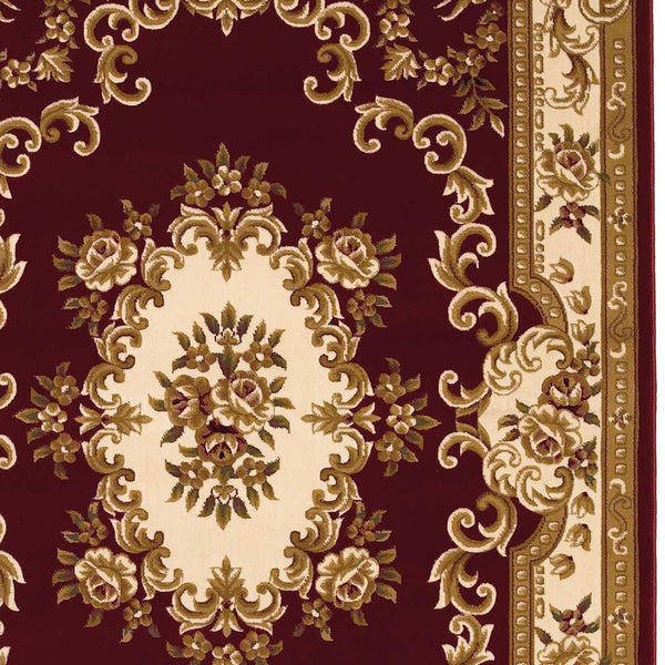 Homeroots 5' X 8' Red And Ivory Floral Bordered Area Rug  Polypropylene 352459