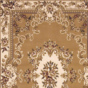 HomeRoots 5' X 8' Floral Medallion Area Rug - Timeless Elegance, Stain-Resistant, Perfect for Busy Homes Beige, Ivory 352460