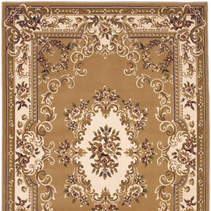 HomeRoots 5' X 8' Floral Medallion Area Rug - Timeless Elegance, Stain-Resistant, Perfect for Busy Homes Beige, Ivory 352460