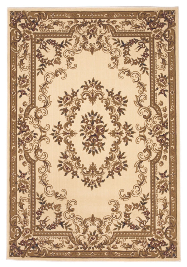 HomeRoots 8' Timeless Beige and Brown Floral Medallion Area Rug - Durable, Elegant, Perfect for High Traffic Areas 5' X 8' 352462