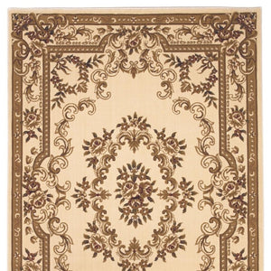HomeRoots 8' Timeless Beige and Brown Floral Medallion Area Rug - Durable, Elegant, Perfect for High Traffic Areas 5' X 8' 352462