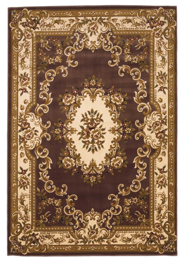 HomeRoots 5' X 8' Floral Medallion Area Rug - Timeless Elegance, Stain-Resistant, Perfect for Busy Homes Plum, Ivory 352464