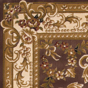 HomeRoots 5' X 8' Floral Medallion Area Rug - Timeless Elegance, Stain-Resistant, Perfect for Busy Homes Plum, Ivory 352464