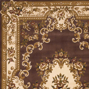 HomeRoots 5' X 8' Floral Medallion Area Rug - Timeless Elegance, Stain-Resistant, Perfect for Busy Homes Plum, Ivory 352464