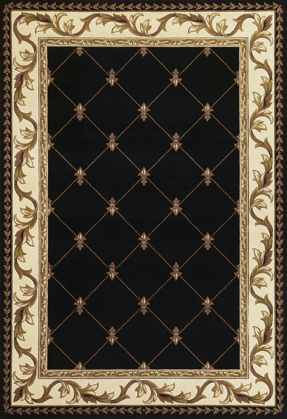 HomeRoots 5' Floral Vines Area Rug - Elegant Brown, Black & Ivory Design, Stain-Resistant, Perfect for Any Space 5' X 8' 352470