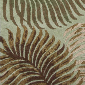 HomeRoots 5' Hand-Tufted Wool Botanical Leaves Area Rug in Aqua and Brown for Timeless, Cozy Elegance 8' Runner 352475