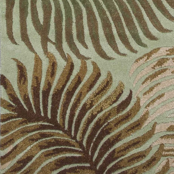 HomeRoots 5' Hand-Tufted Wool Botanical Leaves Area Rug in Aqua and Brown for Timeless, Cozy Elegance 8' Runner 352475