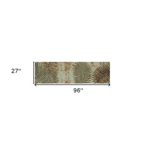 HomeRoots 5' Hand-Tufted Wool Botanical Leaves Area Rug in Aqua and Brown for Timeless, Cozy Elegance 8' Runner 352475