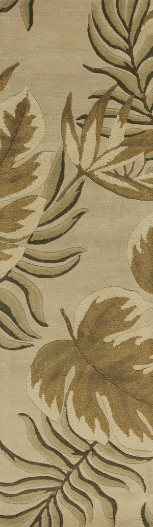 HomeRoots 5' Hand-Tufted Wool Area Rug with Botanical Leaves Design - Soft, Durable, and Timeless Home Accent 8' Runner 352476