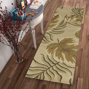 HomeRoots 5' Hand-Tufted Wool Area Rug with Botanical Leaves Design - Soft, Durable, and Timeless Home Accent 8' Runner 352476