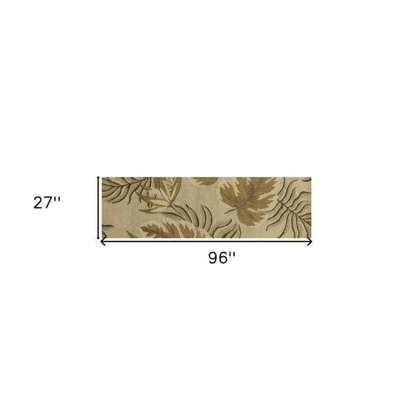 HomeRoots 5' Hand-Tufted Wool Area Rug with Botanical Leaves Design - Soft, Durable, and Timeless Home Accent 8' Runner 352476