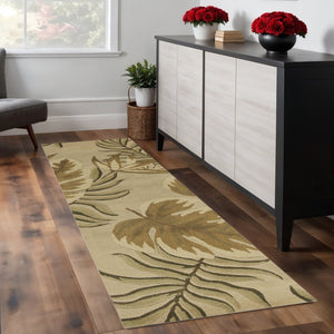 HomeRoots 5' Hand-Tufted Wool Area Rug with Botanical Leaves Design - Soft, Durable, and Timeless Home Accent 8' Runner 352476