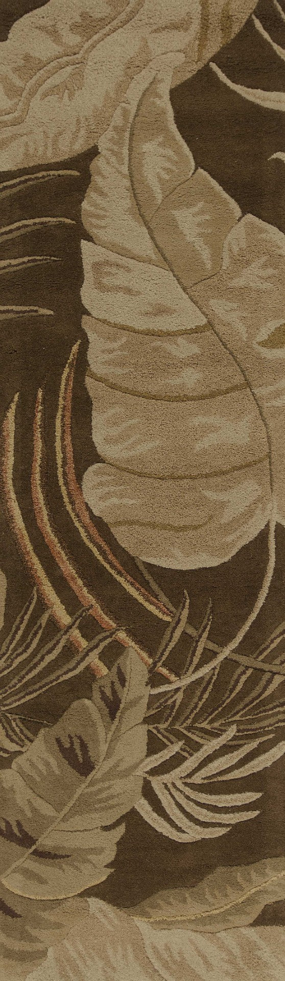 HomeRoots 5' Hand-Tufted Wool Area Rug with Brown and Beige Botanical Leaves – Artisanal Comfort for Every Room 8' Runner 352477