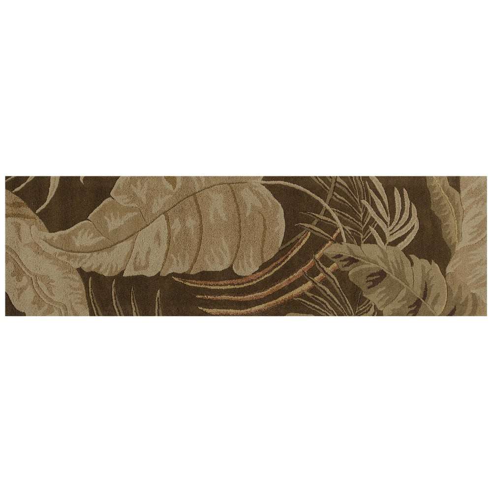 HomeRoots 5' Hand-Tufted Wool Area Rug with Brown and Beige Botanical Leaves – Artisanal Comfort for Every Room 8' Runner 352477