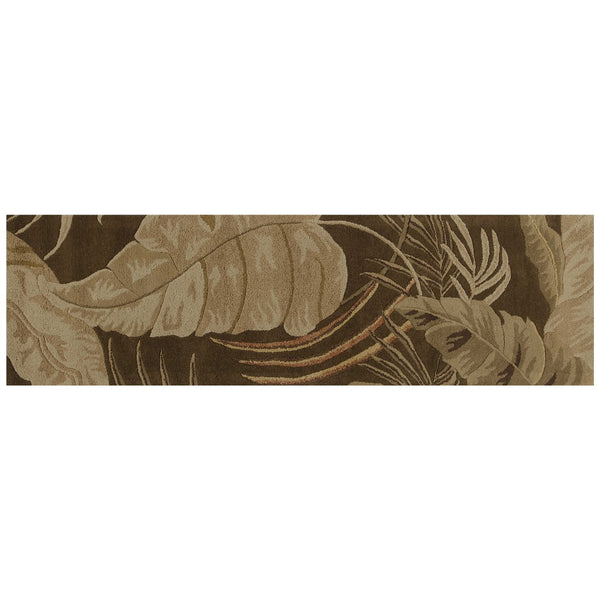 HomeRoots 5' Hand-Tufted Wool Area Rug with Brown and Beige Botanical Leaves – Artisanal Comfort for Every Room 8' Runner 352477