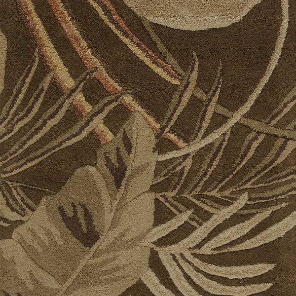 HomeRoots 5' Hand-Tufted Wool Area Rug with Brown and Beige Botanical Leaves – Artisanal Comfort for Every Room 8' Runner 352477